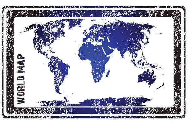 Razítko s modrým world map — Stock fotografie