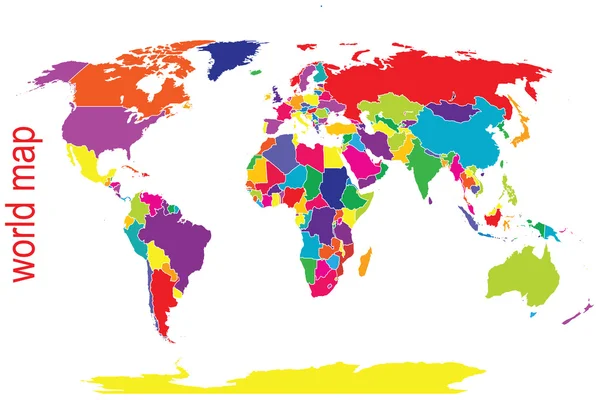 Kaart van de wereld in heldere tinten — Stockfoto