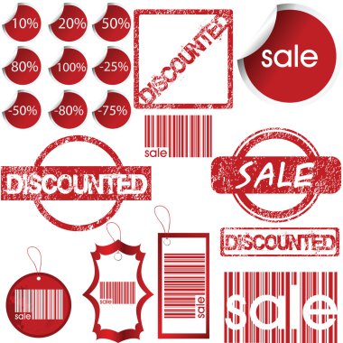 Set of red labels, tags, stamps and stickers clipart