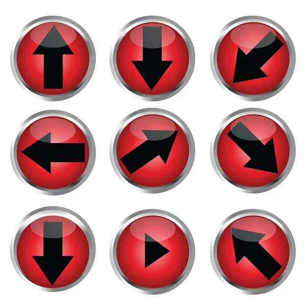 Rote Tasten für Webdesign, schwarzer Pfeil-Symbolsatz — Stockfoto