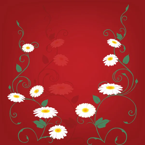 Κόκκινη κάρτα με λουλούδια — Φωτογραφία Αρχείου