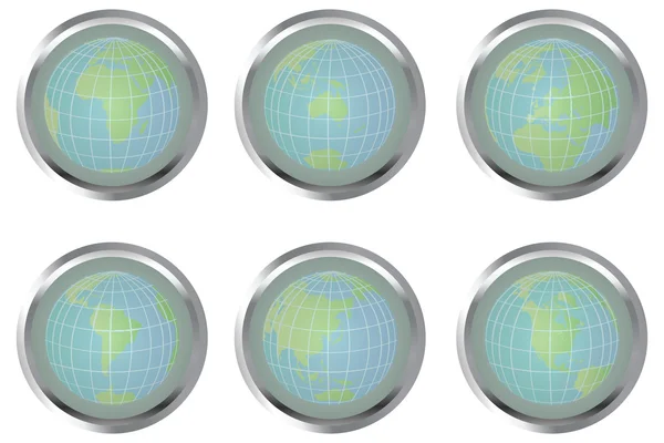 Conjunto com botões com globos terrestres — Fotografia de Stock
