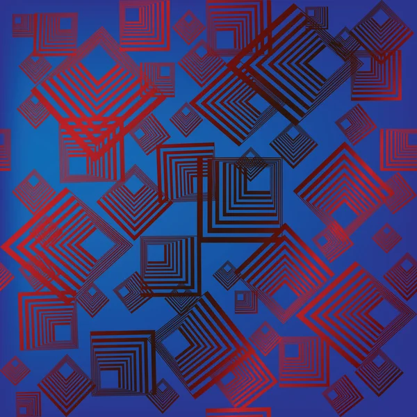 Blauer Hintergrund mit roten abstrakten Quadraten — Stockfoto