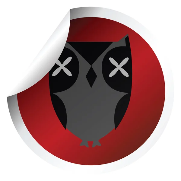 stock image Red sticker with black owl