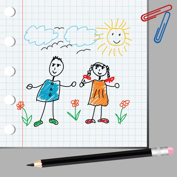 Doodle kids on math page — Stock Photo, Image