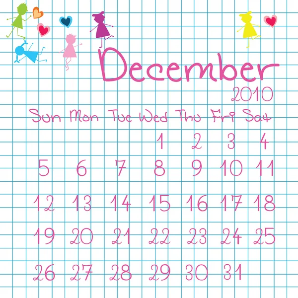 2010 年 12 月カレンダー — ストック写真