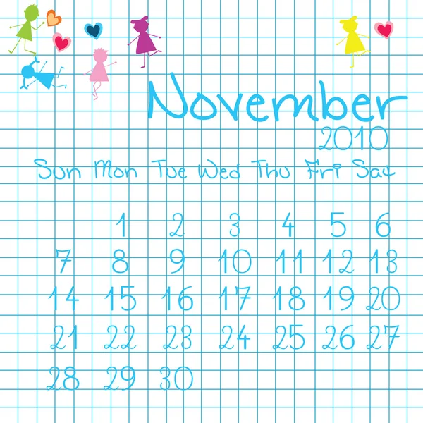 2010 年 11 月のカレンダー — ストック写真