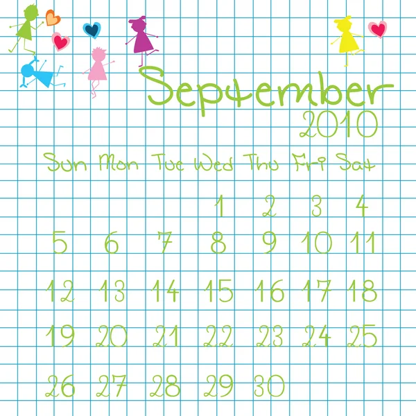 Takvim Eylül 2010 için — Stok fotoğraf