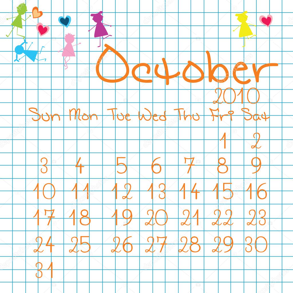 Calendar for October 2010 Stock Photo by ©hibrida13 3321585