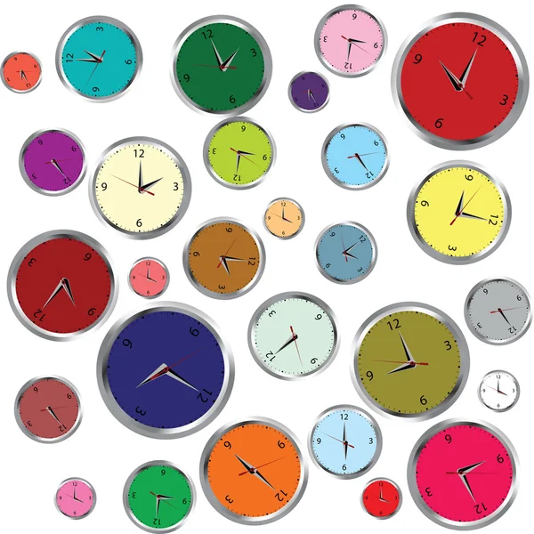 Hintergrund mit farbigen Uhren — Stockfoto