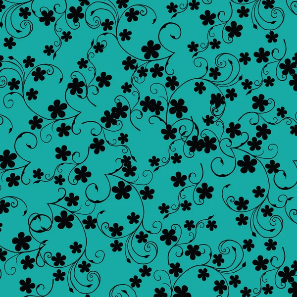Blauer Hintergrund mit schwarzen Blumen — Stockfoto
