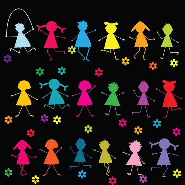 Pattern with colored doodle children — Stock Photo, Image