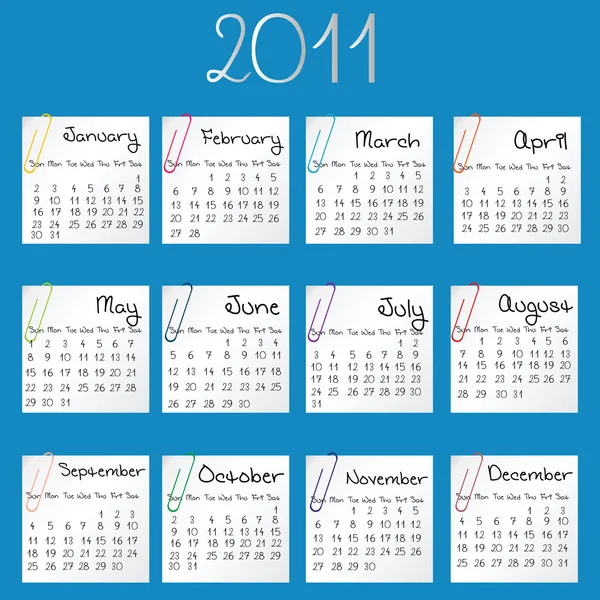 蓝色的 2011 年日历 — 图库照片