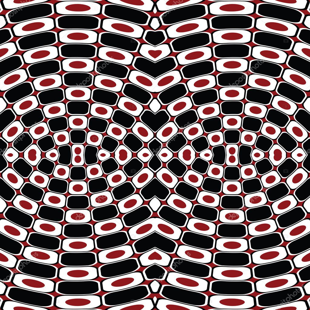 Abstract optical effect with black, white and red