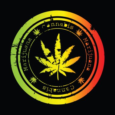 Grunge stamp with marijuana leaf clipart