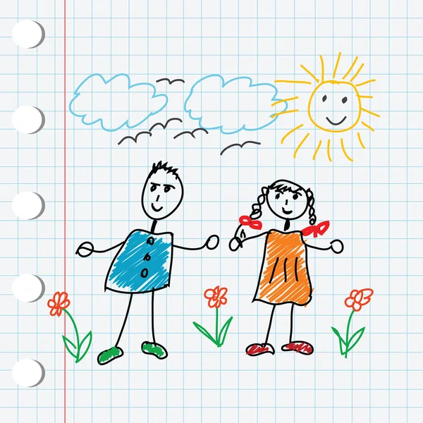 Desenhos animados doodle crianças — Fotografia de Stock