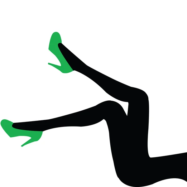 Piękne nogi z zielone buty — Zdjęcie stockowe