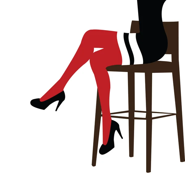 Сексуальные женские ноги, сидящие на барном стуле — стоковое фото