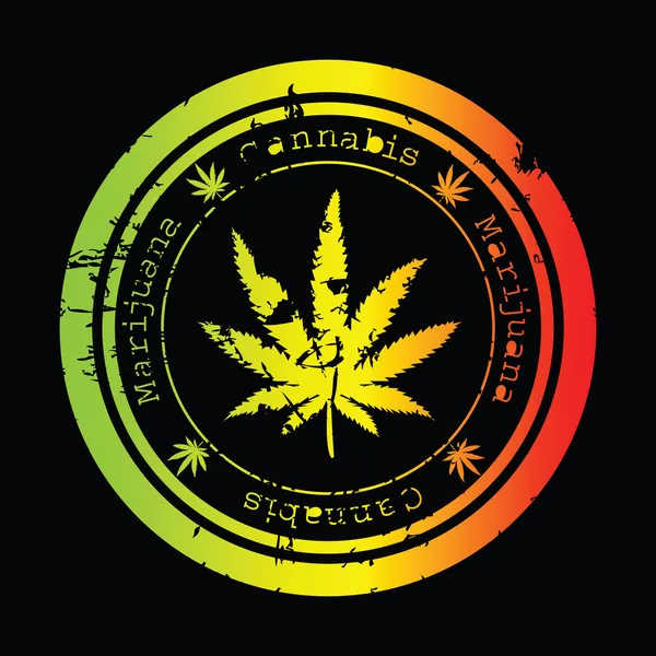 Grunge σφραγίδα με φύλλο μαριχουάνα — Φωτογραφία Αρχείου