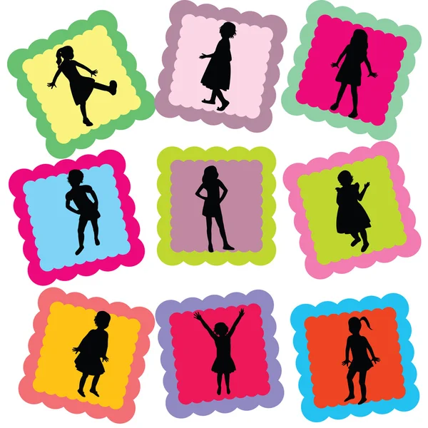 Abstract cards with kids silhouettes on it — Stock Photo, Image