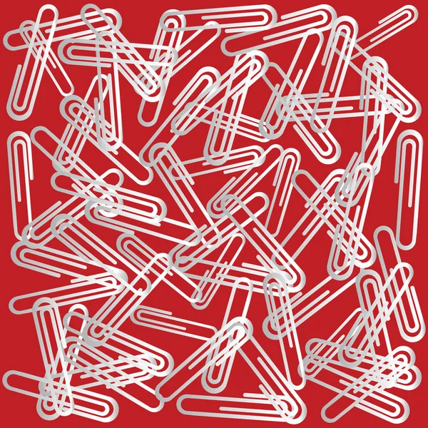 Red background with paper clips — Stock Photo, Image