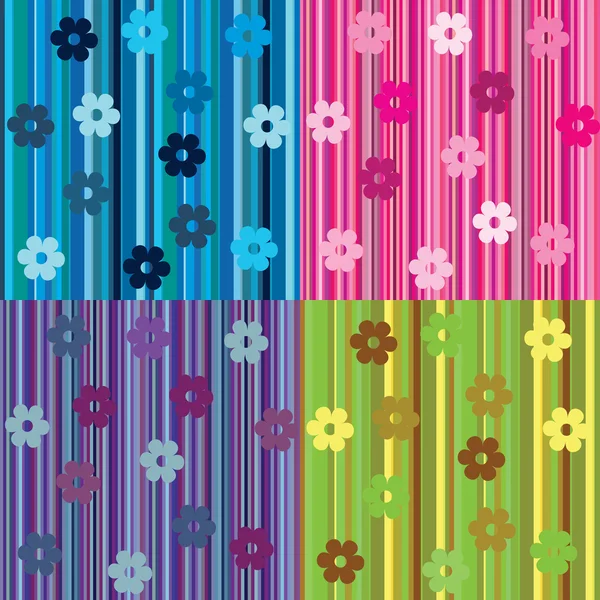 꽃과 함께 줄무늬 배경 세트 — 스톡 사진