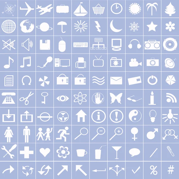 White icons on blue background — Stock Photo, Image