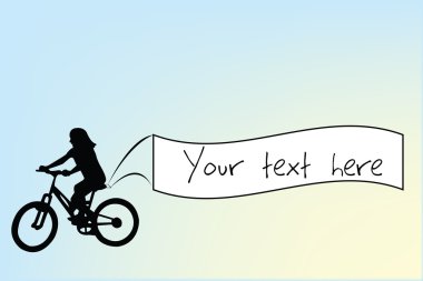 Banner with kid on bike clipart