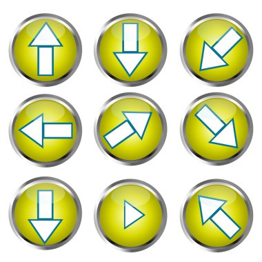 Sarı düğmeleri web tasarımı için ok simgelerini belirlemek