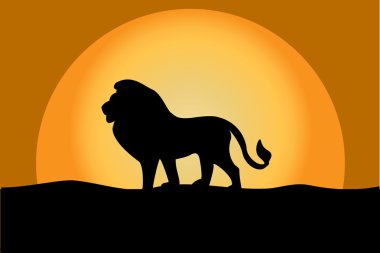 Lion at twilight clipart