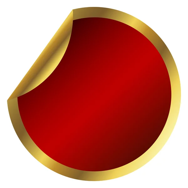 红色圆形贴纸金色框架 — 图库照片