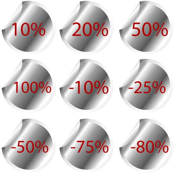 Silberne Aufkleber mit Prozentennummern — Stockfoto