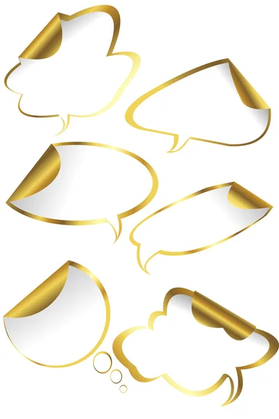 6 comic bubbles and clouds with golden frames — Stock Photo, Image