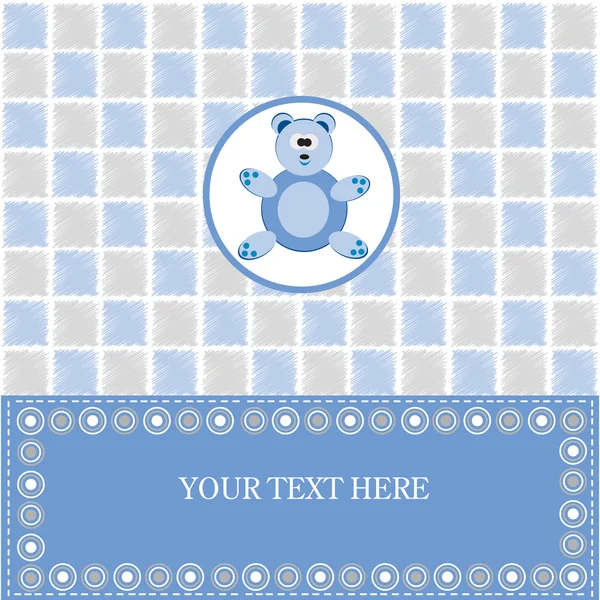 Baby greeting card with blue bear — Stock Photo, Image