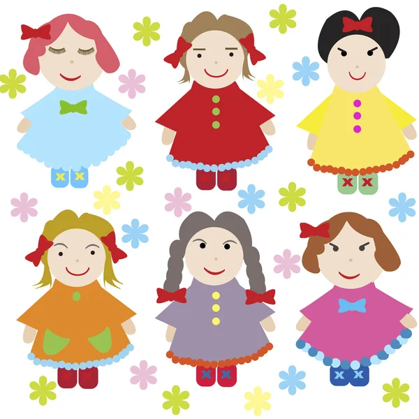 Cute background with dolls — Stock Photo, Image