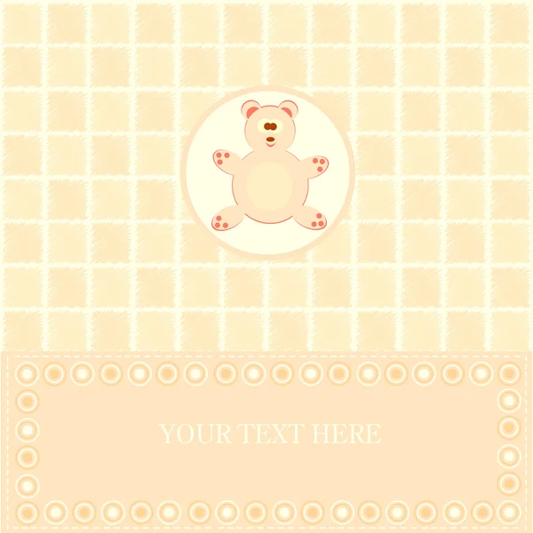 Cartão de saudações do bebê com urso amarelado — Fotografia de Stock
