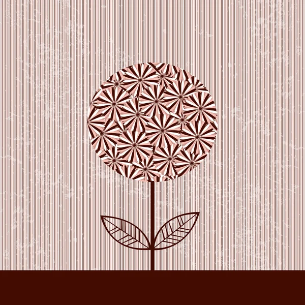 Brown striped background with flowers — Stock Photo, Image
