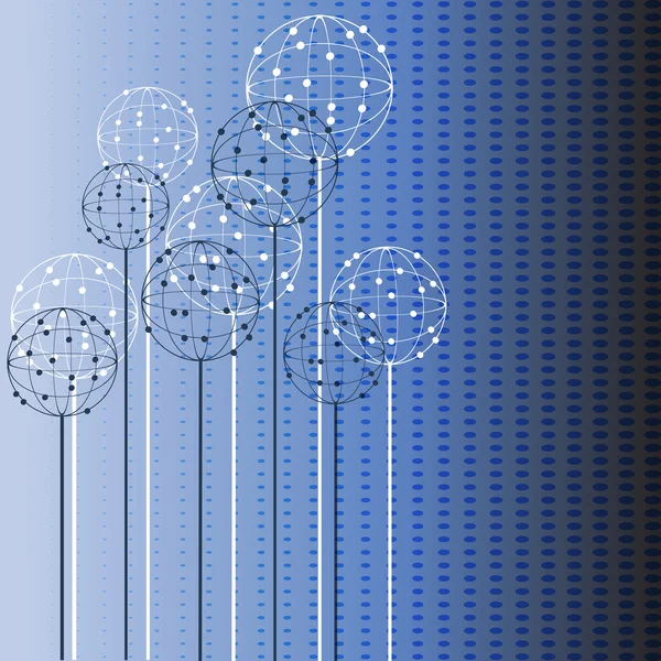 Blauwe kaart met abstracte bollen — Stockfoto