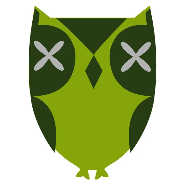 程式化的绿色猫头鹰 — 图库照片