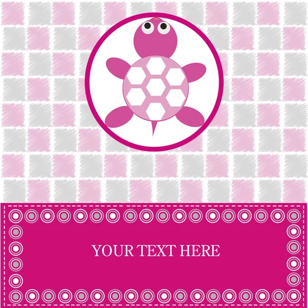Baby card con tartaruga rosa — Foto Stock