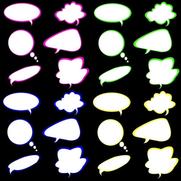 Burbujas de voz vacías y estilizadas para texto en colores brillantes —  Fotos de Stock