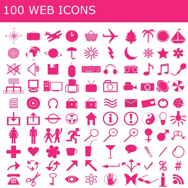 Set de 100 iconos rosados —  Fotos de Stock