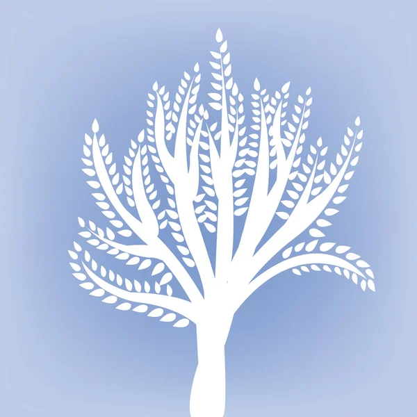 Bílý strom na modrém pozadí — Stock fotografie