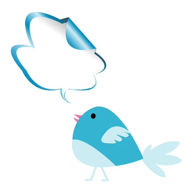 Pássaro azul com bolha de chat — Fotografia de Stock
