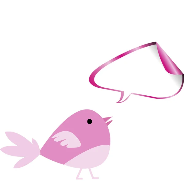 Pássaro rosa com bolha de chat — Fotografia de Stock
