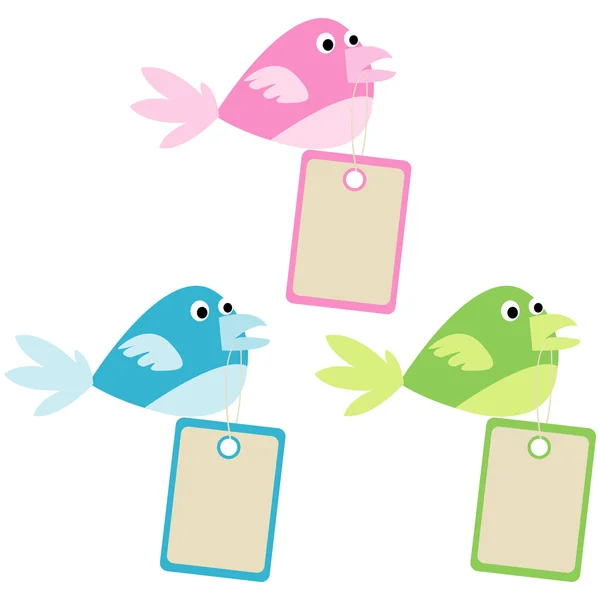 Set di uccelli colorati con tag — Foto Stock