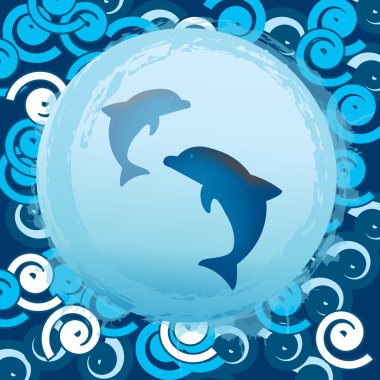 Background with dolphins clipart