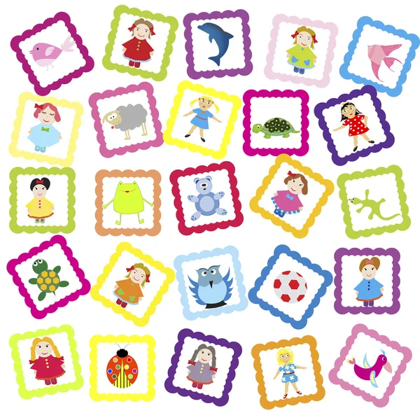 Babyhintergrund mit verschiedenen Spielsachen, für den Kindergarten — Stockfoto