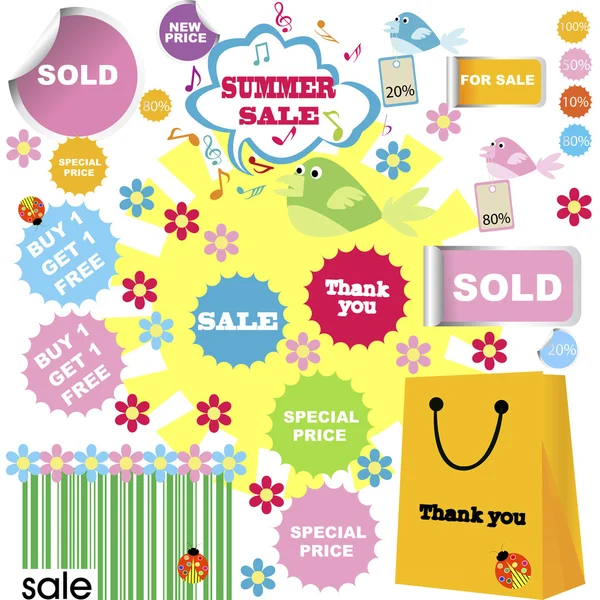 Set of summer sale with shopping stickers — Stock Photo, Image