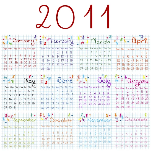 2011 naptár a matematikai lapok — Stock Fotó